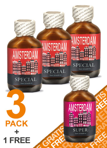 Amsterdam Special Poppers big - 24ml | 3er-Box "Cleverpack" plus 1x Super 'gratis'