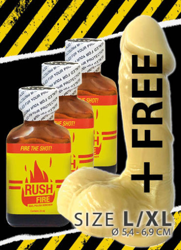 Rush Fire Poppers  - 25 ml "Smartpack" | 3er-Box plus XL Dildo 'gratis'