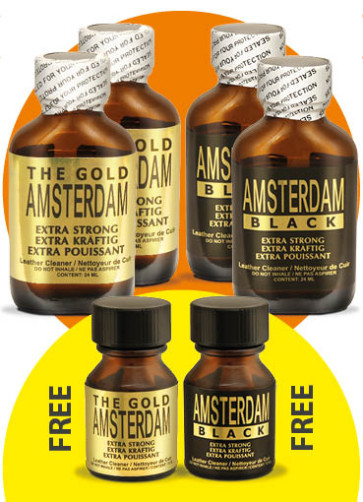Amsterdam Gold/Black Mix Poppers big - 24ml "Smartpack" | 4er-Mix-Box plus gold+black 10ml 'gratis'