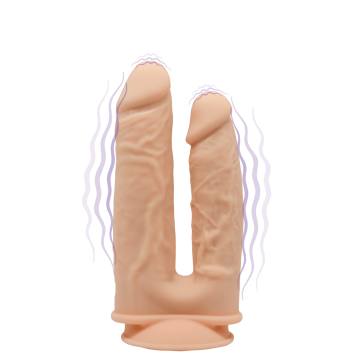 SILEXD Premium Silicone Model 1 (Double Penetration 7''-8'') Vibration Flesh, 17,5 & 19,5 cm