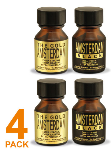 AMSTERDAM Gold/Black Poppers - 10ml "Cleverpack" | 4er-Mix-Box minus 25%