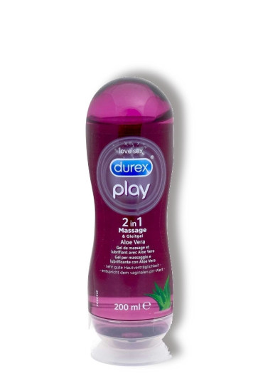 Durex Play 2 in 1, Massage & Lubricant with Aloe Vera, Water Based, 200 ml (6,8 fl.oz.)