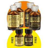 Amsterdam Gold/Black Mix Poppers big - 24ml "Smartpack" | 4er-Mix-Box plus gold+black 10ml 'gratis'