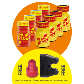 RUSH Pentyl Poppers - 9 ml  "Smartpack" | 8er-Mix-Box plus 2 Inhalers 'gratis'