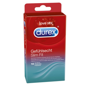 DUREX Gefühlsecht (Sensitive) Slim Fit Condoms, Latex, 18 cm (7 in), 10 pcs