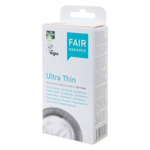 FAIR SQUARED Ultra Thin Condoms, Vegan & Fair Trade, Latex, 18 cm (7,1 in), 10 pcs